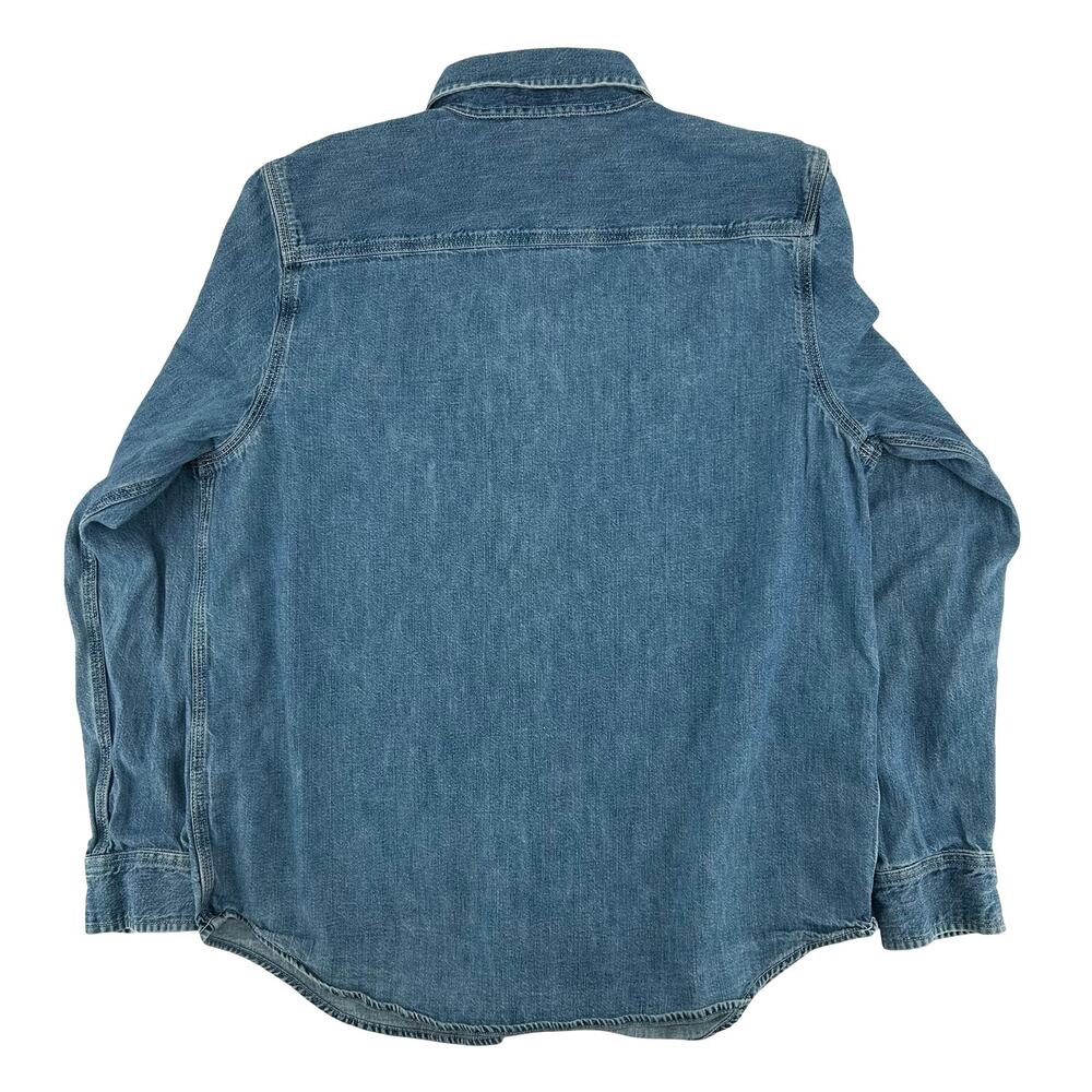 Vintage y2k Women's Lauren by Ralph Lauren Blue Denim Cotton Button Up Top Sz L - Picture 5 of 6